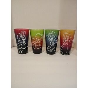 Nintendo Super Mario Bros Just Funky Rainbow Ombre Glass Tumbler Set of 4‎ 2017